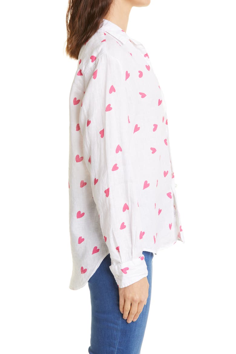 Eileen Linen Button-Up Shirt, Alternate, color, PINK MESSY HEARTS