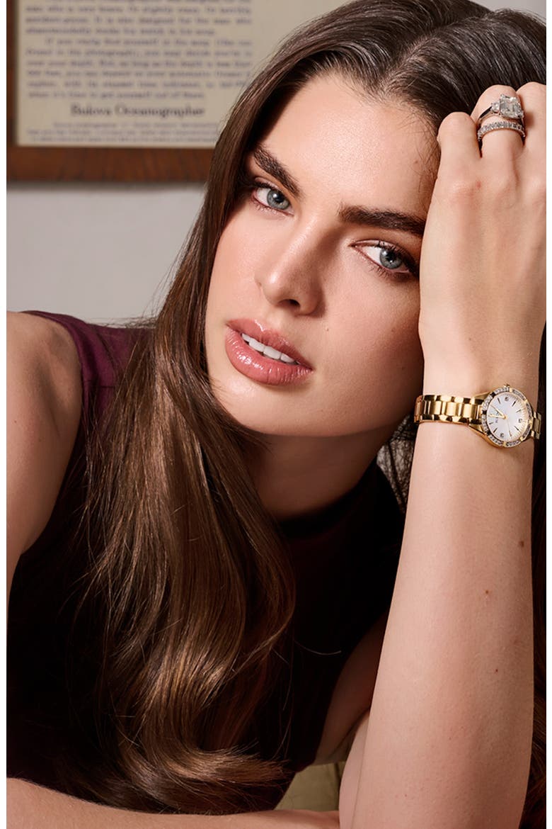 Sutton Mother-of-Pearl & Diamond Bracelet Watch, 28mm, Alternate, color, GOLD-TONE