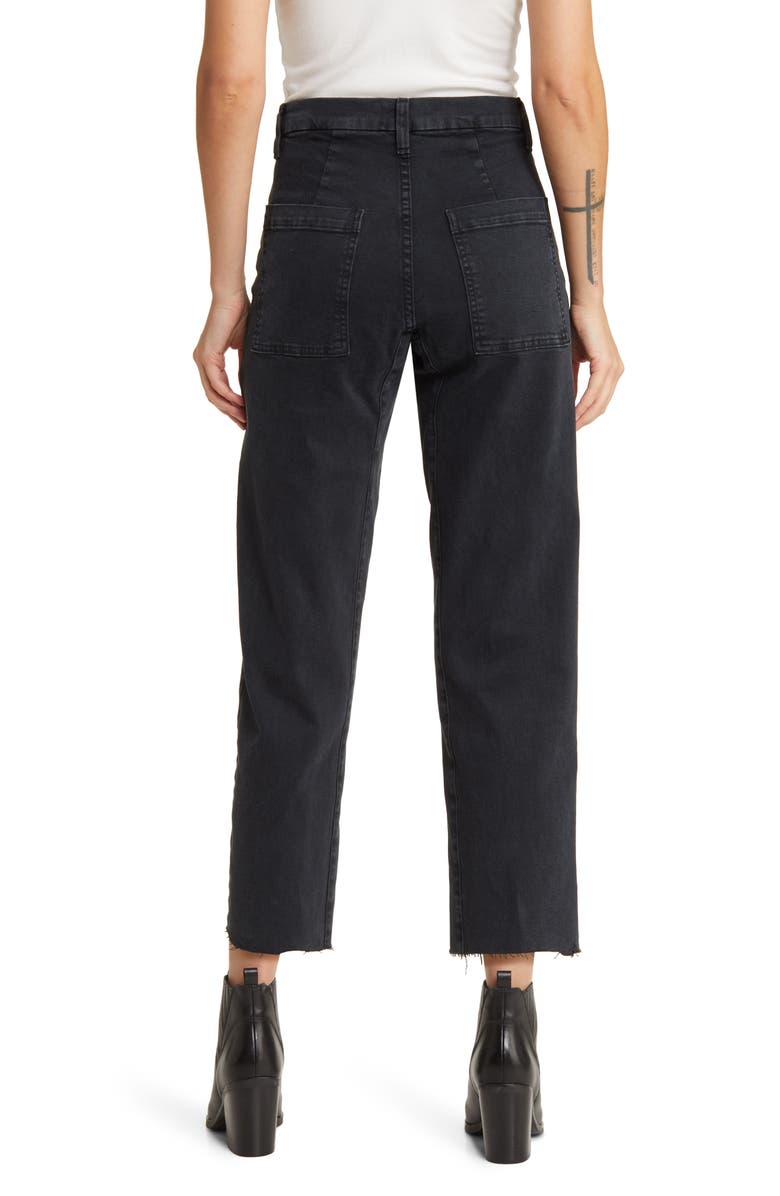 LE JEAN Zip Pocket High Waist Raw Hem Crop Biker Jeans, Alternate, color, 