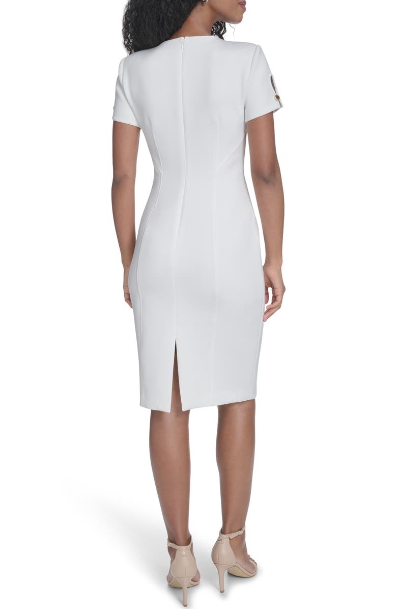 Calvin Klein Short Sleeve Sheath Dress, Alternate, color, Cream