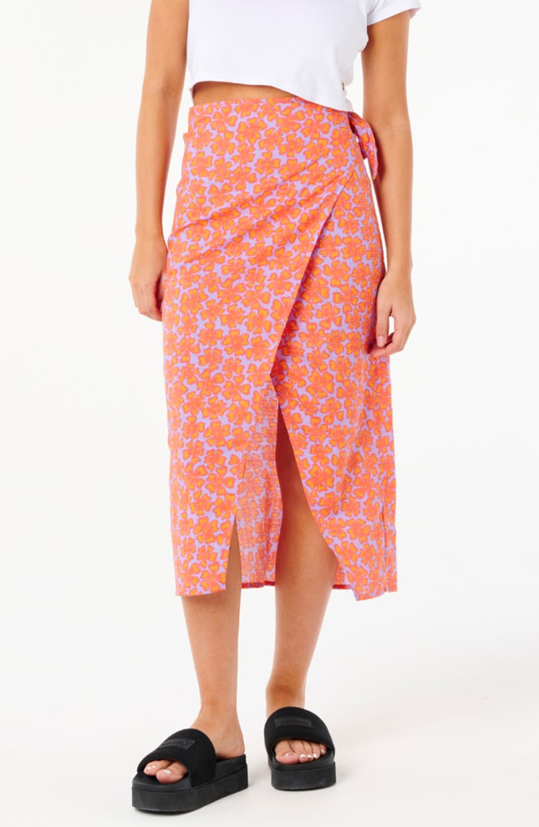 Rip Curl Neon Isles Midi Wrap Skirt, Main, color, Pink