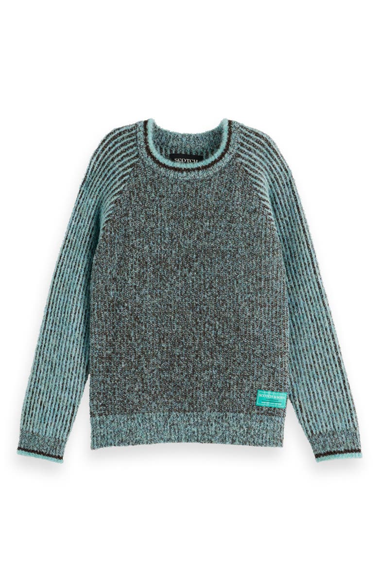 Scotch & Soda Kids' Relaxed Fit Colorblock Sweater, Main, color, Agate Green/ Demitasse