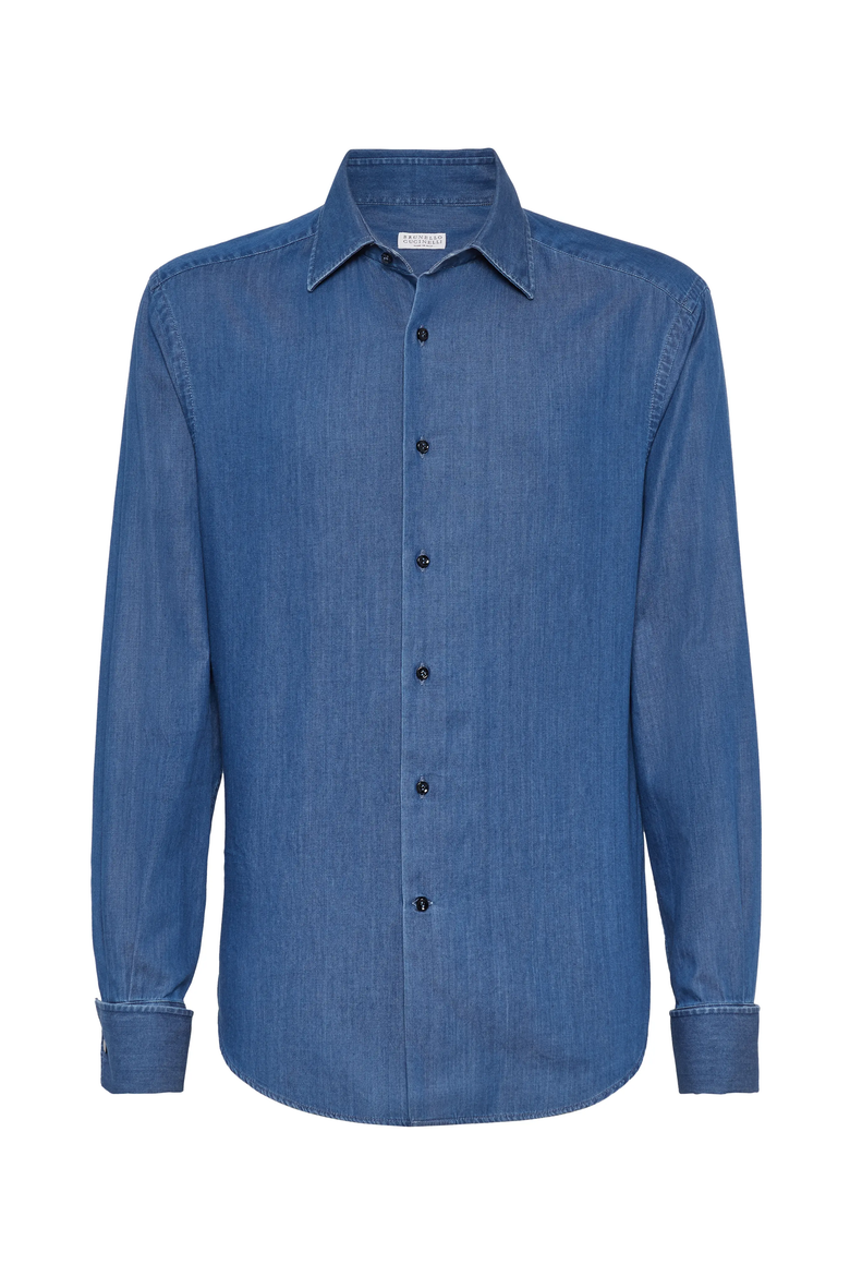 Lightweight denim tuxedo shirt, Main, color, Denim