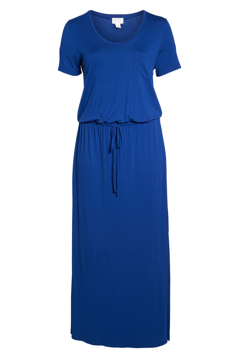 Knit Drawstring Waist Maxi Dress, Alternate, color, BLUE MAZARINE