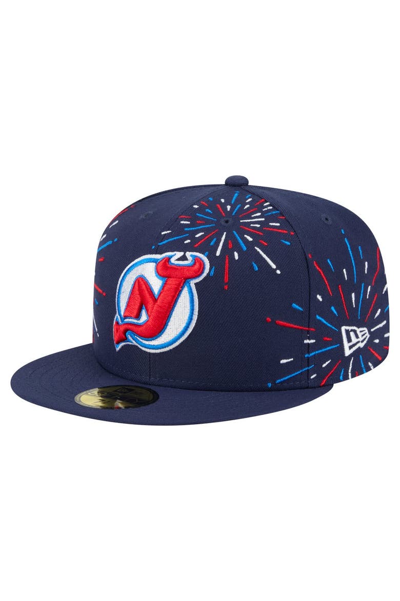 Men's New Era  Navy New Jersey Devils Americana Fireworks 59FIFTY Fitted Hat, Main, color, Navy