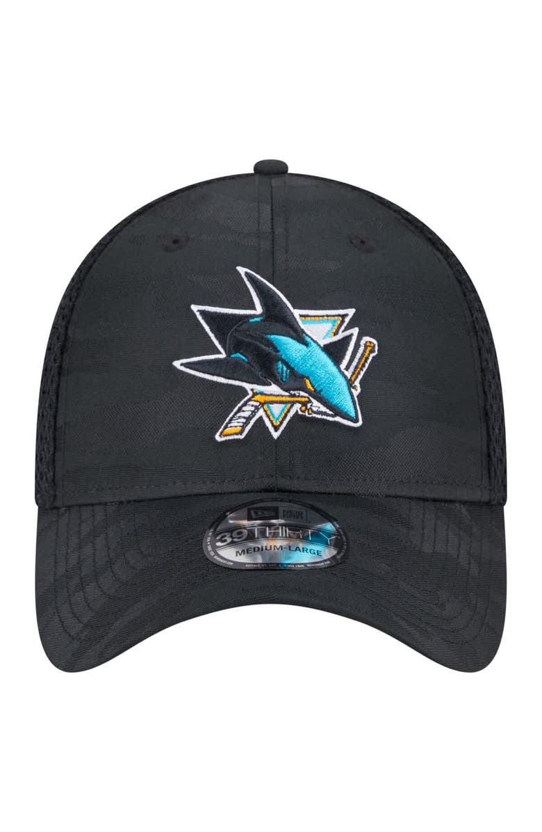 New Era Men's New Era Black San Jose Sharks Active Subtle Camo 39THIRTY Flex Hat, Alternate, color,