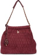 London Fog Quilted Faux Suede Hobo