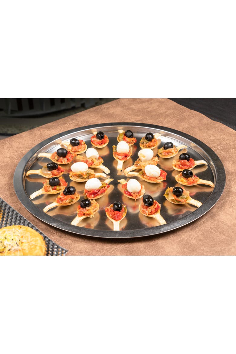 Giotto Round Serving Tray, Alternate, color, Silver