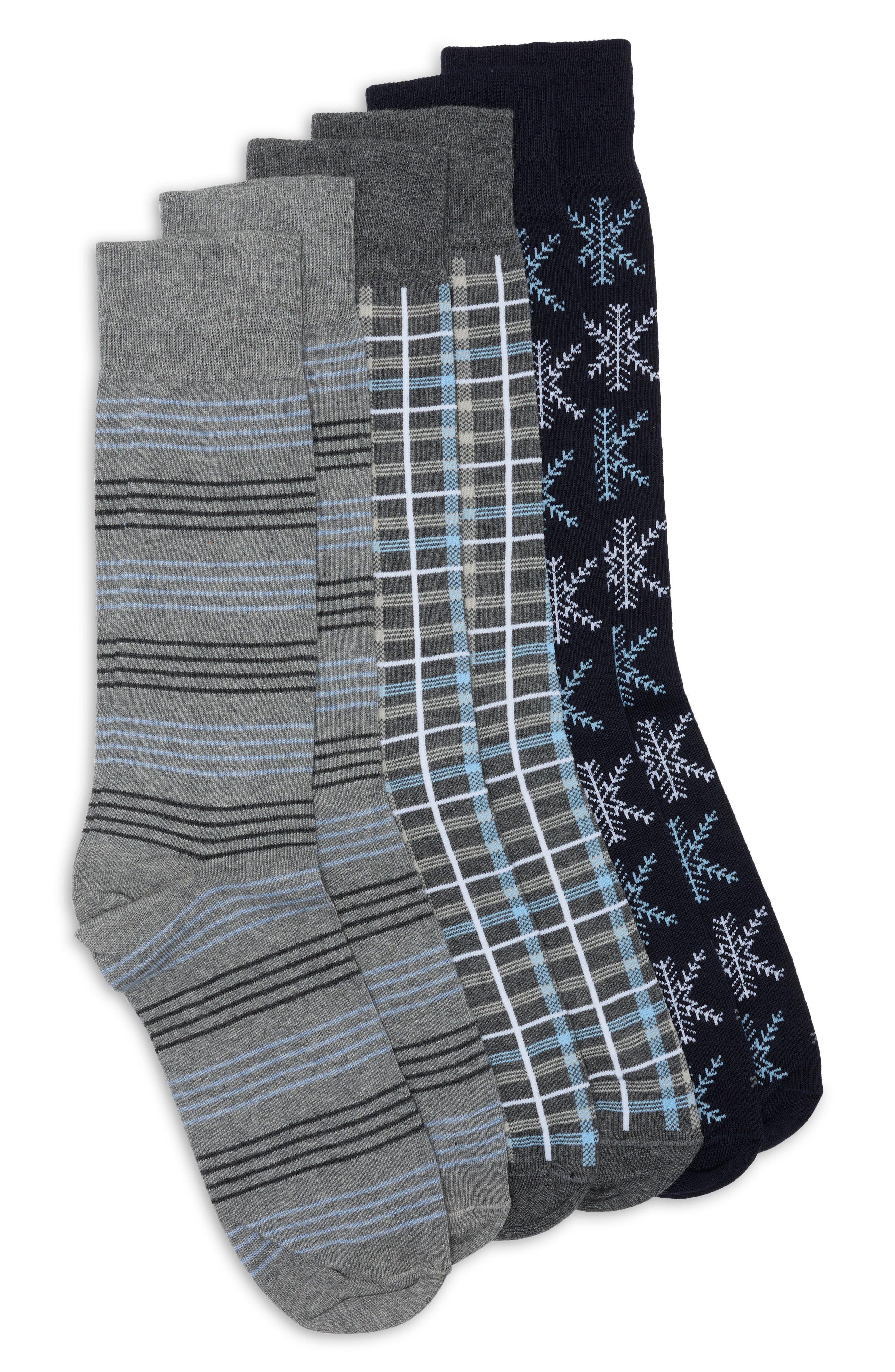 3-Pack Plaid Stripe Dress Socks