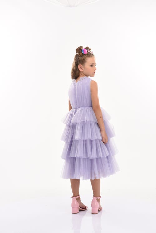 Tulleen Farvue Tiered Tulle Dress In Purple