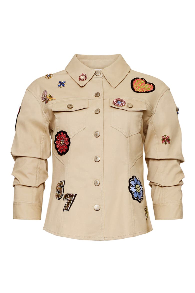 Retro Love Patches Canyon Jacket, Alternate, color, KHAKI MULTI