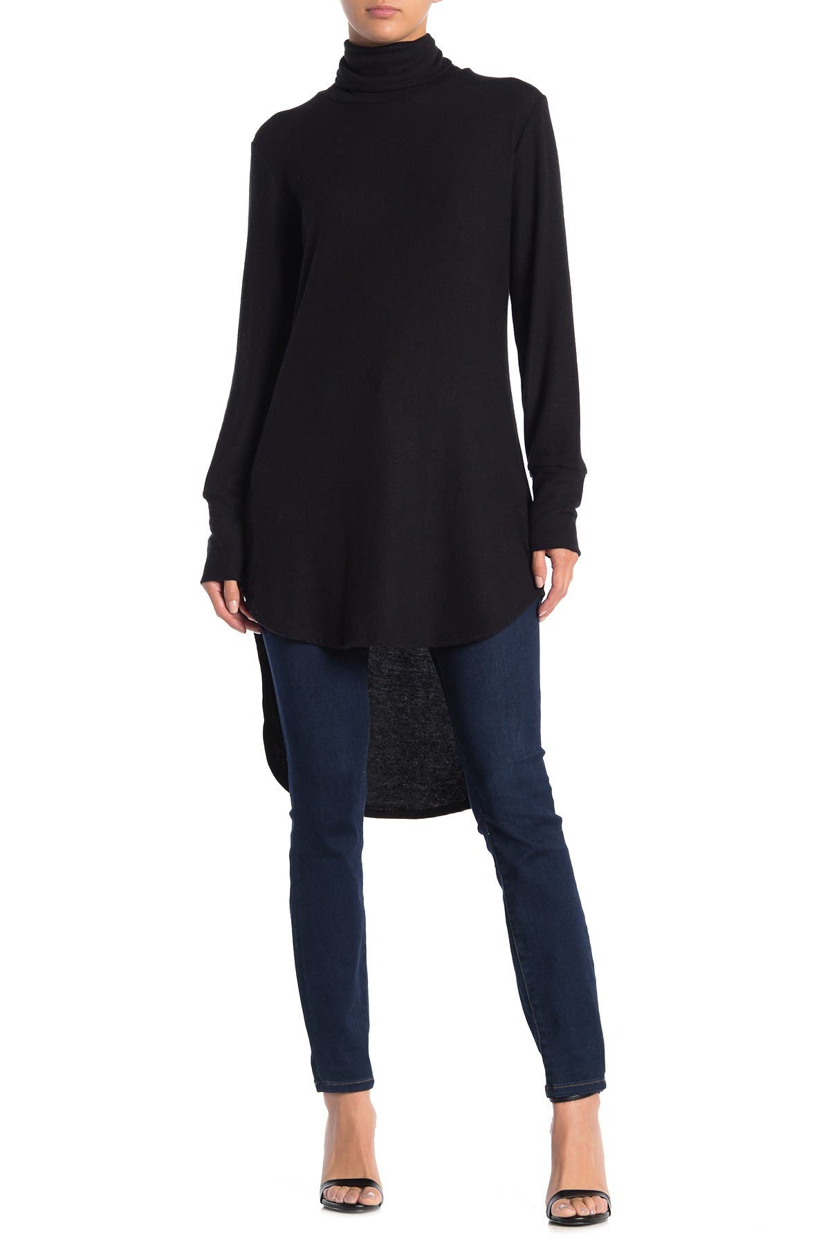 GO COUTURE Turtleneck High-Low Tunic Sweater