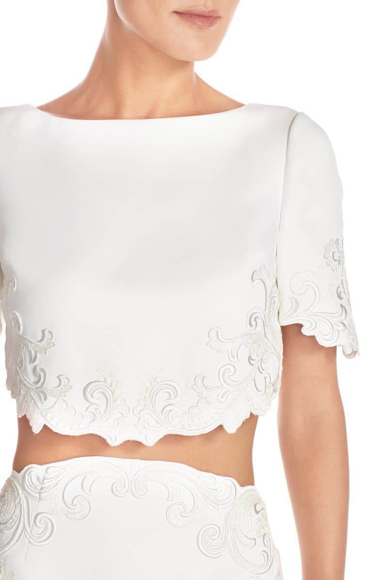 Ted Baker London 'Capris' Embroidered Crop Top, Alternate, color, 