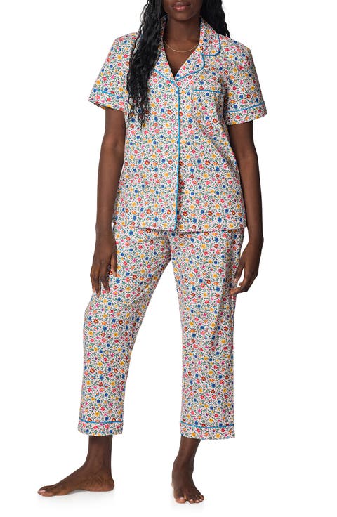 Print Organic Cotton Poplin Crop Pajamas (Regular & Plus)