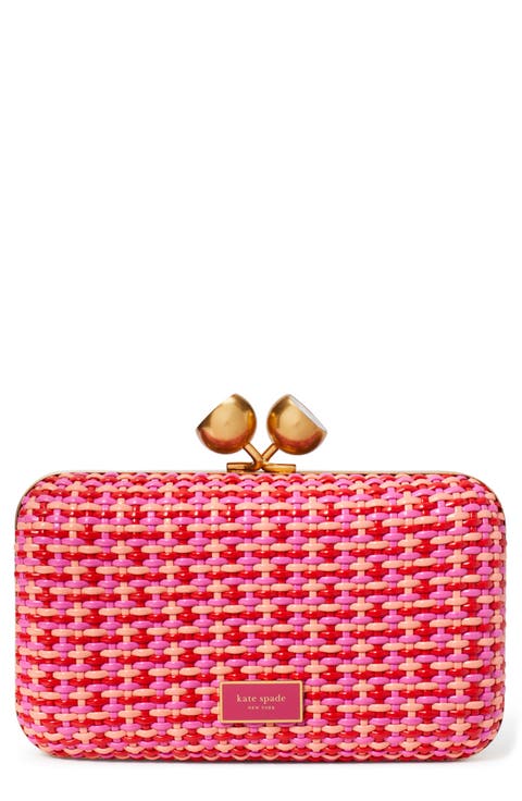 kisslock woven clutch