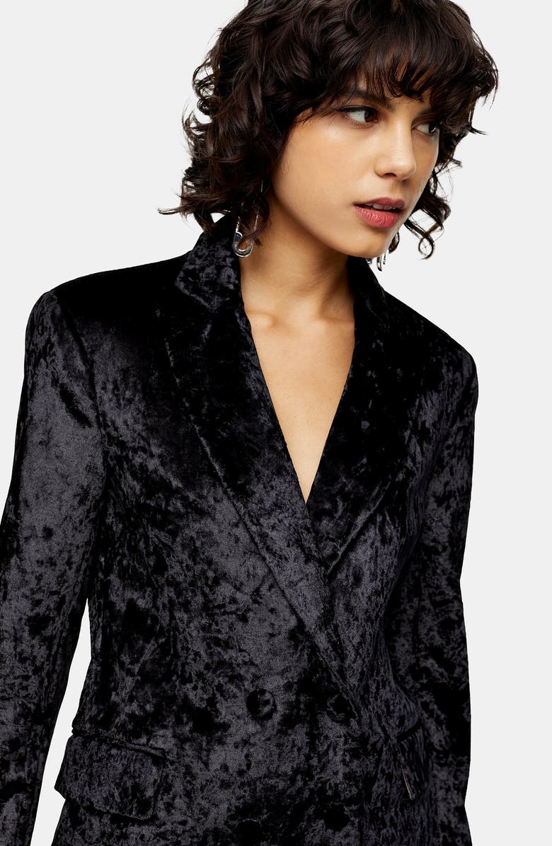 Topshop Bonded Velvet Jacket, Alternate, color,