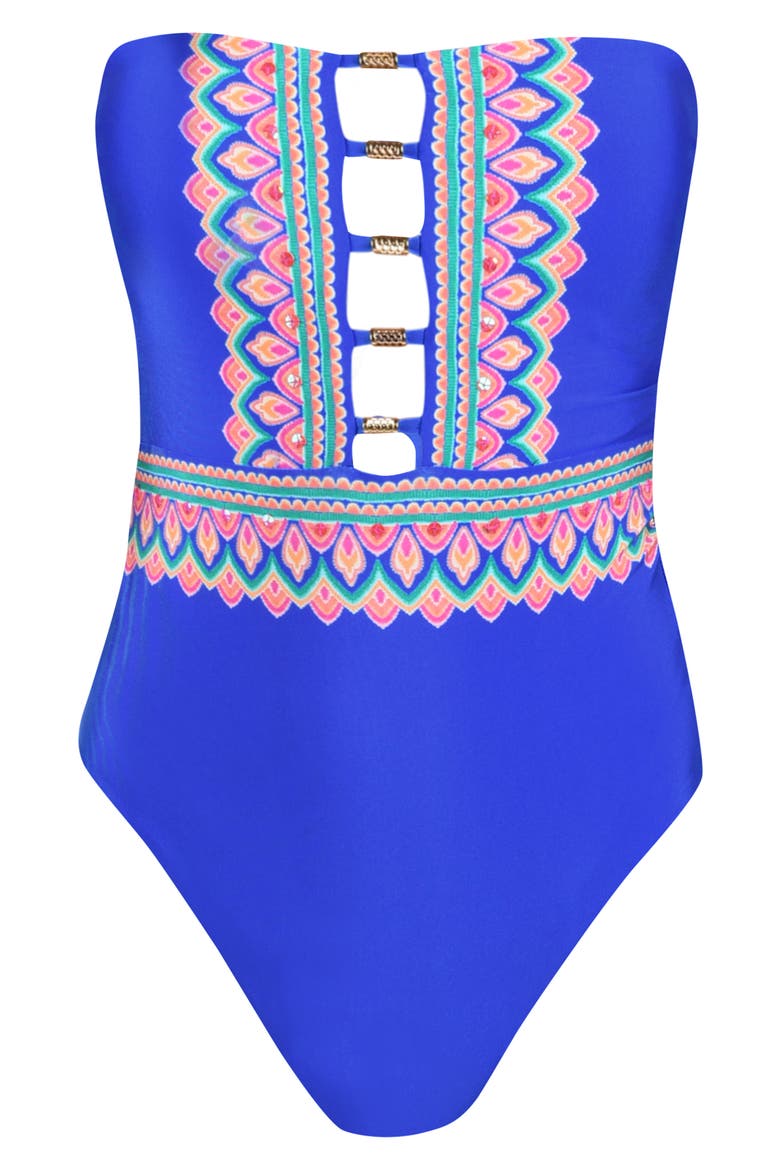 Jewel Cutout One-Piece Swimsuit, Alternate, color, MARINA