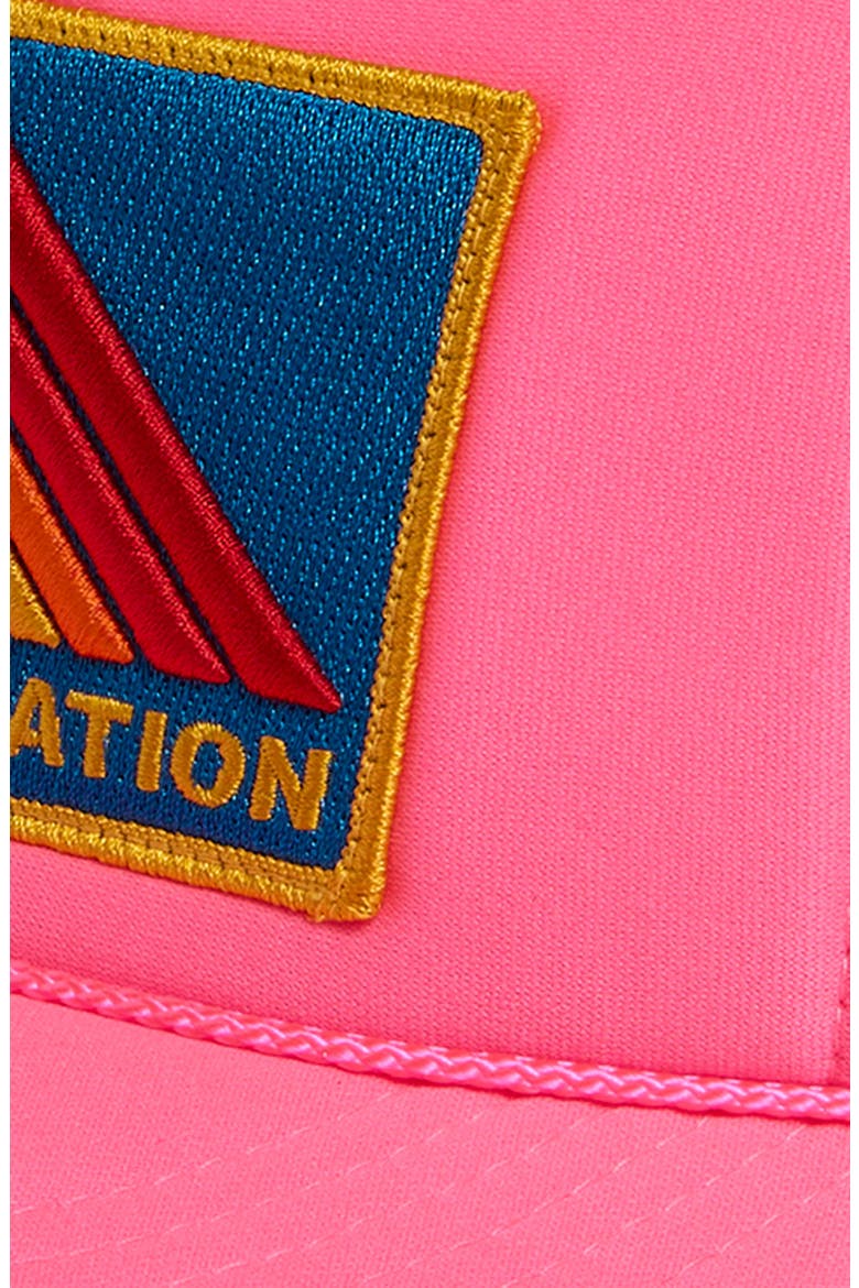 Mountain Stripe Logo Embroidered Snapback Trucker Hat, Alternate, color, NEON PINK