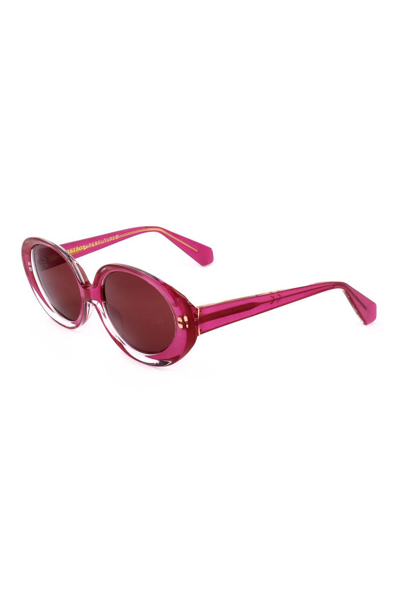 56mm Round Sunglasses, Alternate, color, RED
