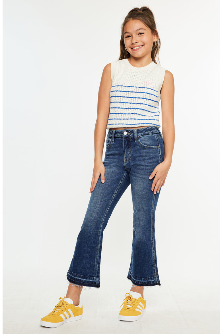 Liza High Rise Kids Cropped Flare Jeans, Alternate, color, Dark Wash