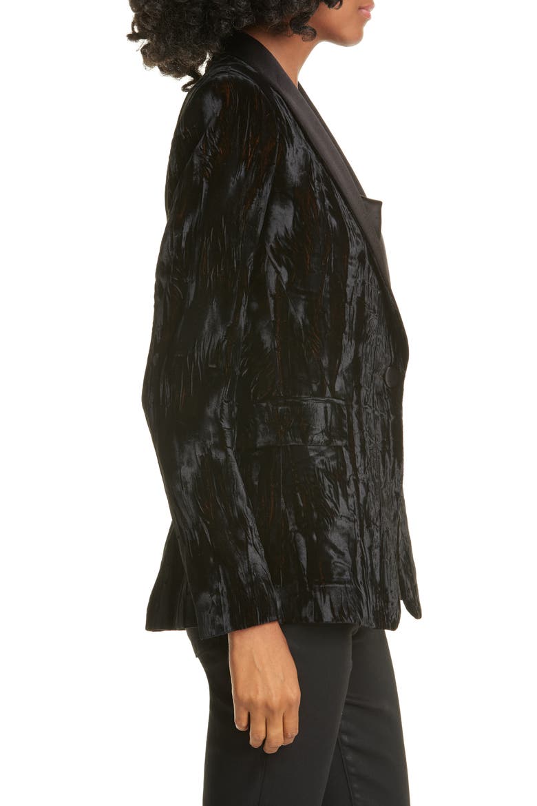 Macey Crushed Velvet Blazer, Alternate, color, BLACK