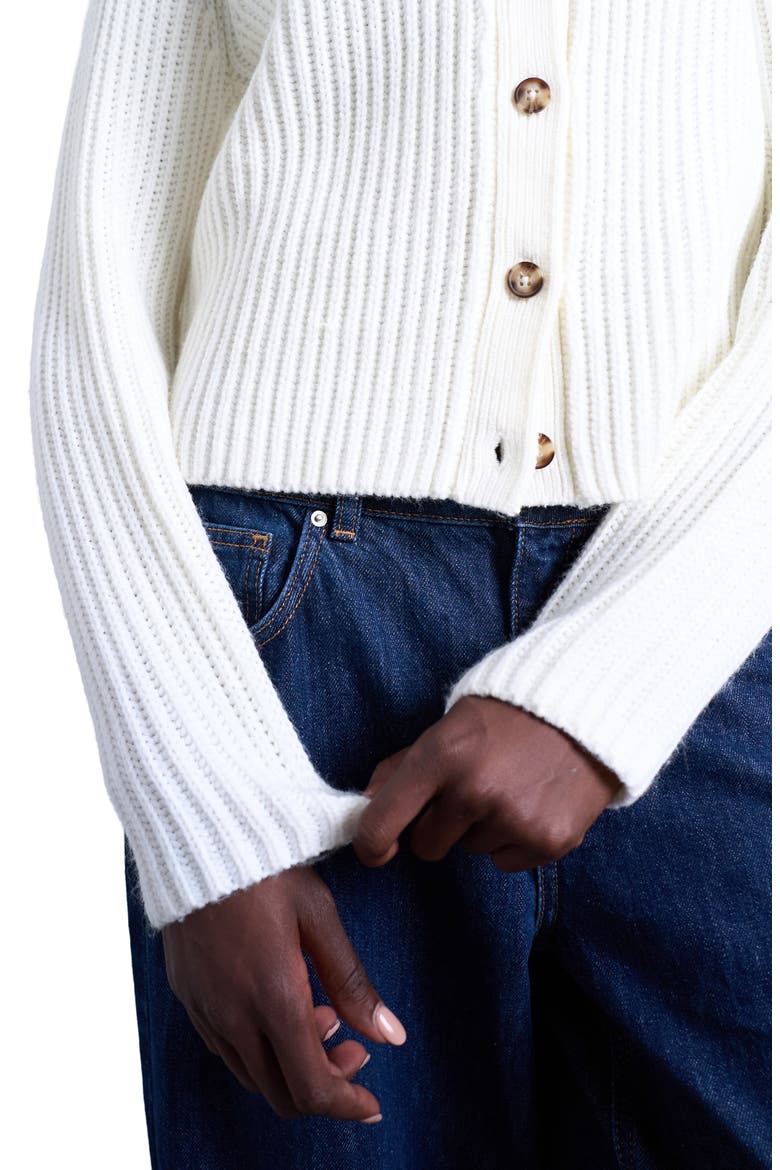 Shaker Stitch Relaxed Cardigan, Alternate, color, WHITE