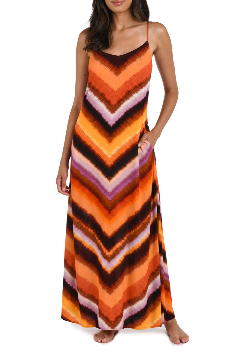 La Blanca Horizon Crepe Cover-Up Dress, Main, color, Sunset