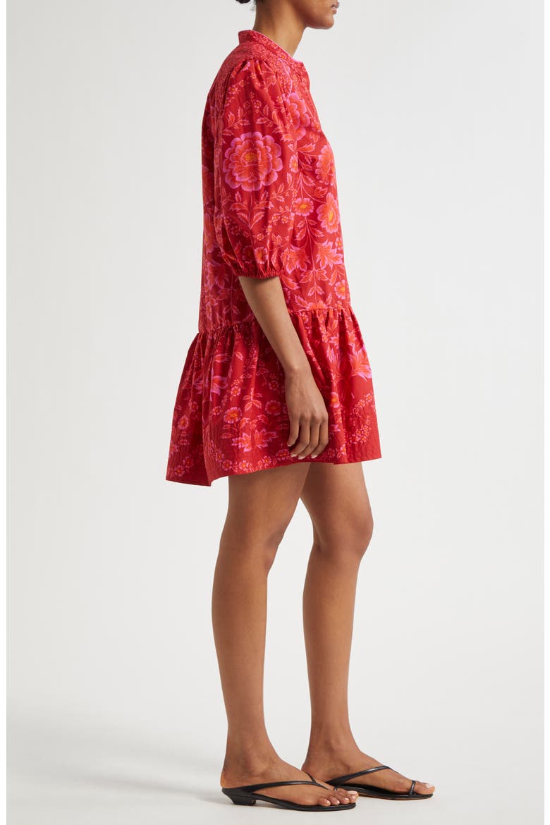 red olivia organic cotton mini dress Red Floral Print A-Line Cotton Mini Dress Olivia Dress