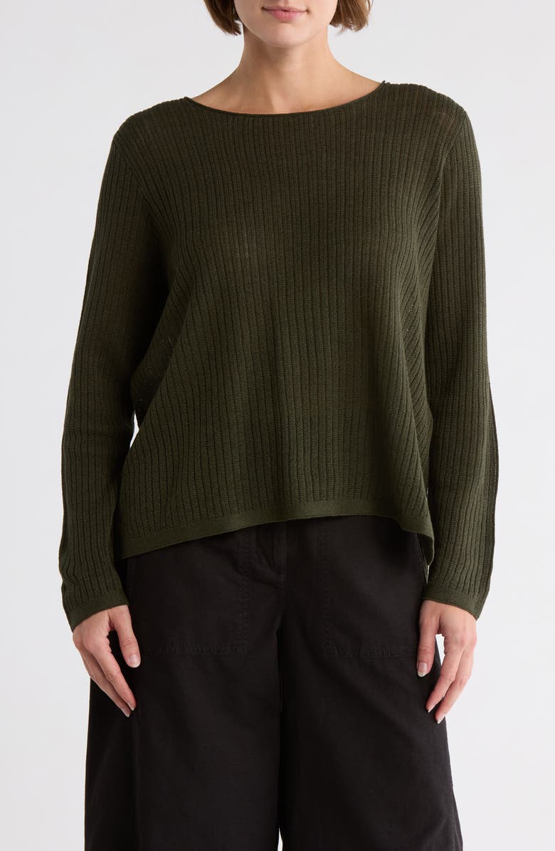 Eileen Fisher Crewneck Organic Linen & Organic Cotton Sweater, Main, color,