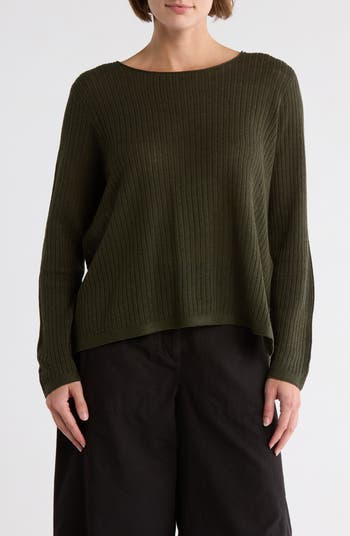 Eileen Fisher Crewneck Organic Linen Organic Cotton Sweater