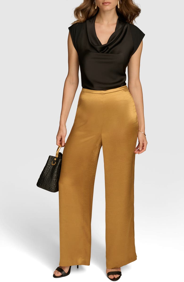 Donna Karan New York Ripple Wide Leg Satin Pants, Alternate, color, 