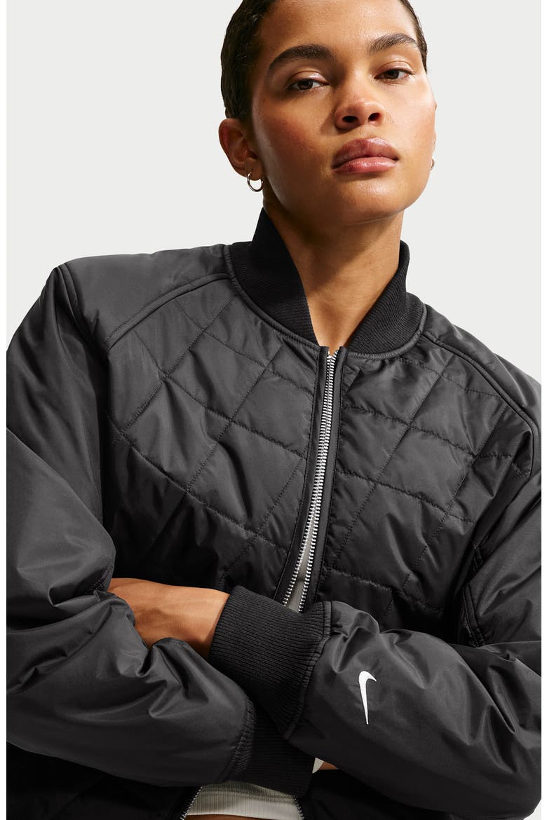 Relaxed Water Repellent Quilted Jacket, Alternate, color, BLACK/SAIL