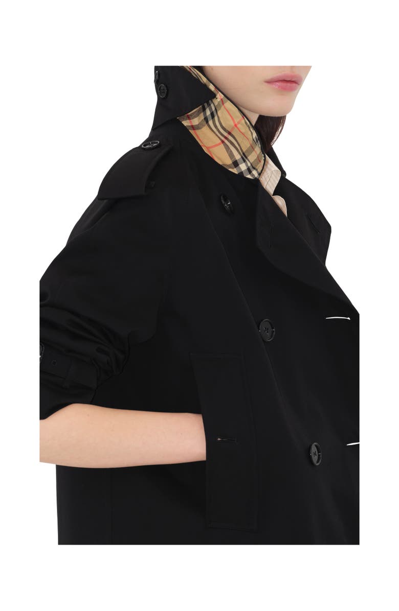 Burberry Cropped Tropical Gabardine Trench Jacket, Alternate, color, Black