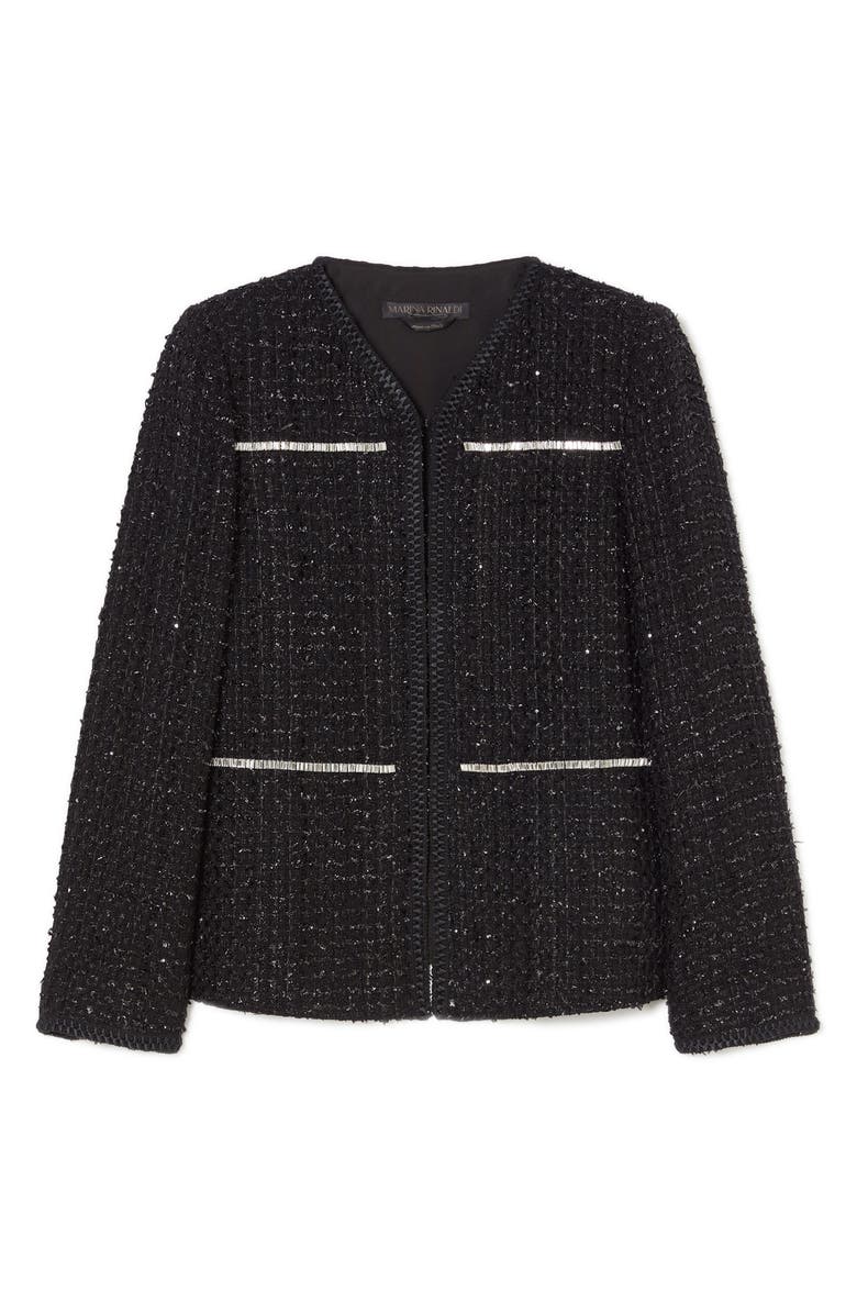 Marina Rinaldi Fungo Metallic Tweed Jacket, Alternate, color, Black