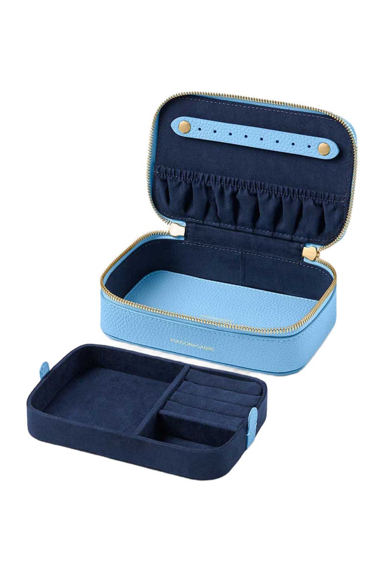 Leather Jewellery Case, Alternate, color, Sky Blue