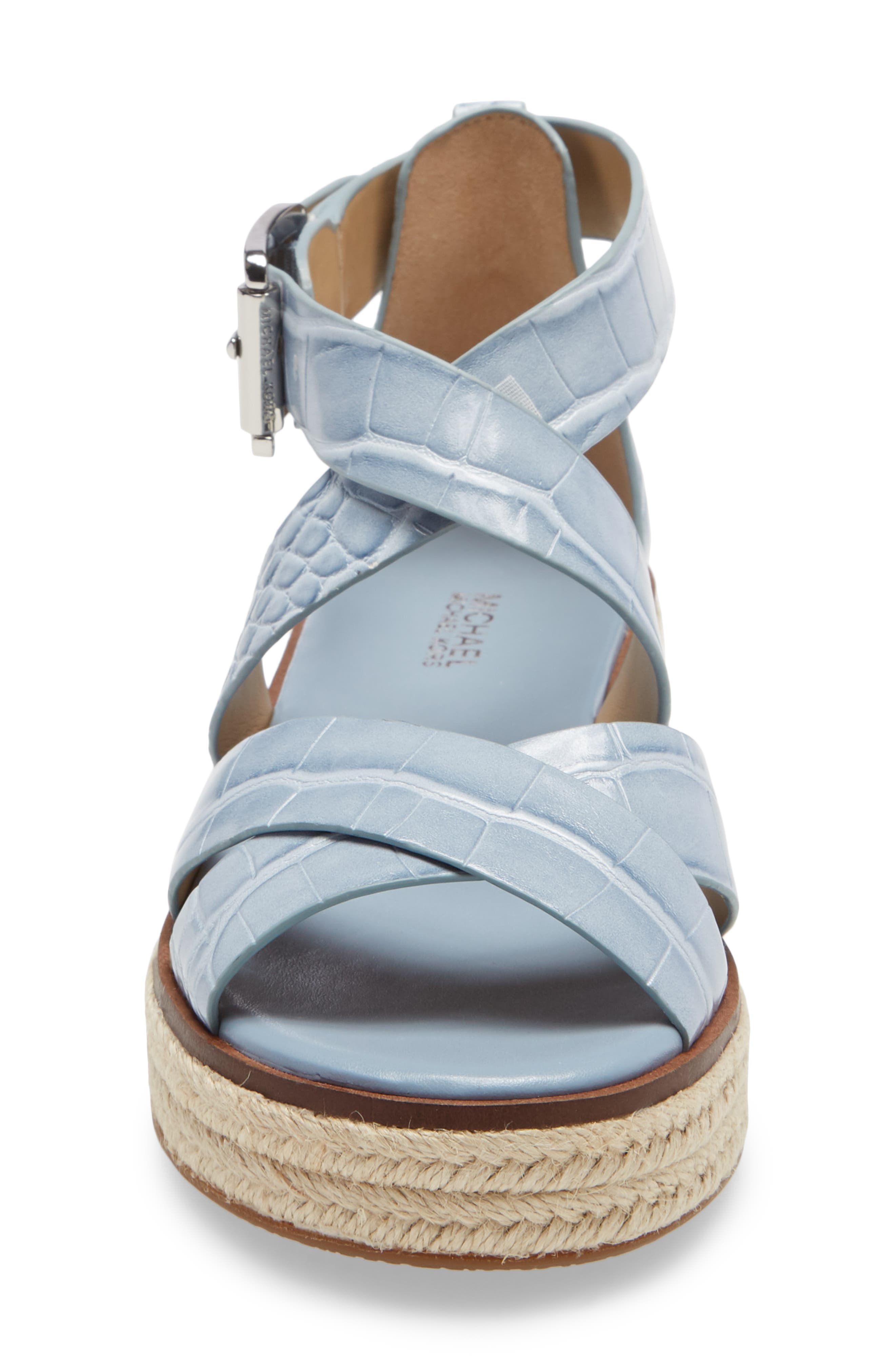 'Darby' Crisscross Espadrille Sandal, Alternate, color, PALE BLUE EMBOSSED LEATHER