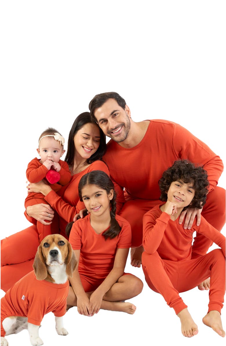 Leveret Kids Two-Piece Solid Cotton Matching Family Pajamas, Alternate, color, Orange