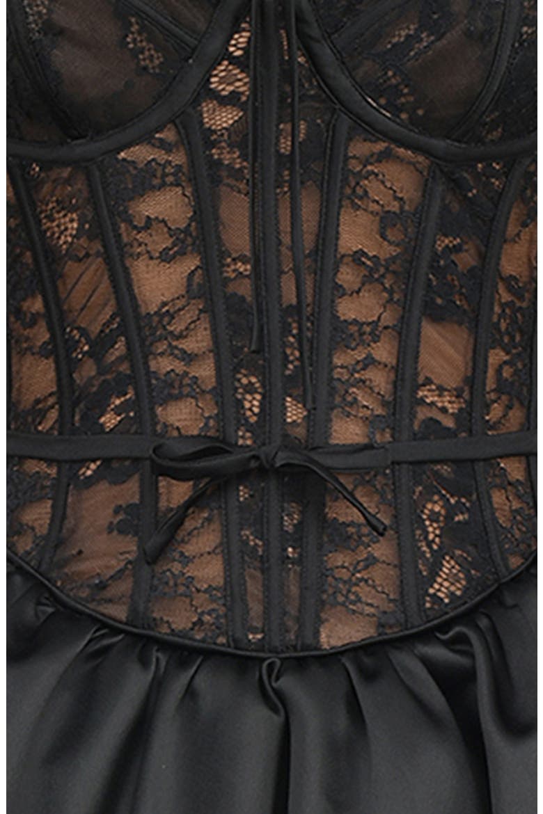 Lace Bolero & Corset Flare Minidress Set, Alternate, color, BLACK