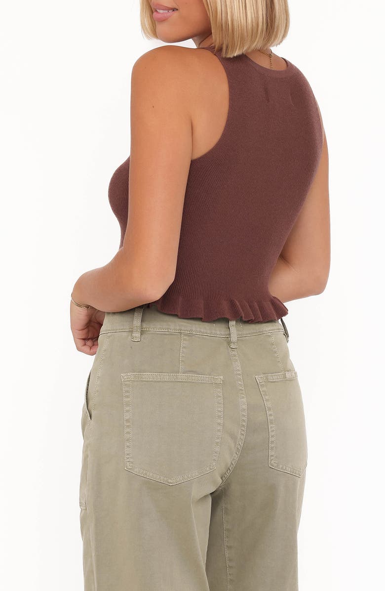 Petal & Pup Bernice Ruffle Hem Crop Sweater Tank, Alternate, color, Brown