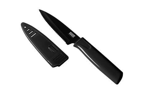Colori Non-Stick Serrated Paring Knife with Safety Sheath, 4 inch
