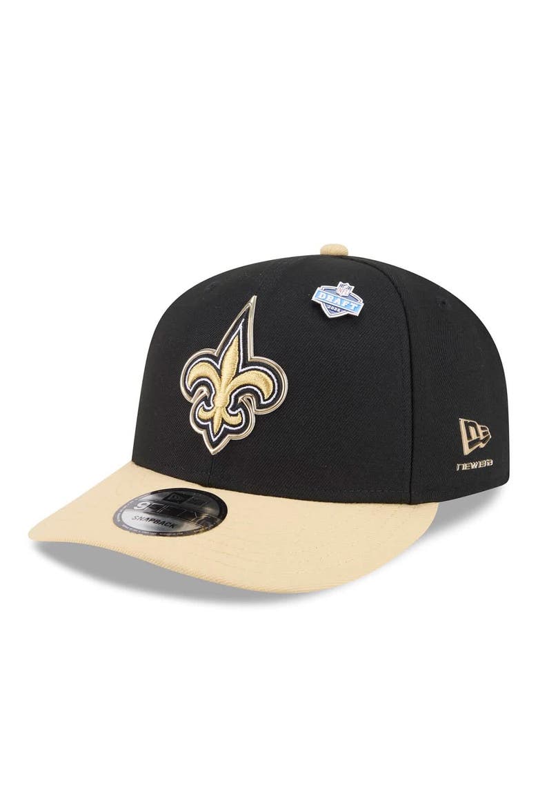Men's New Era  Black/Gold New Orleans Saints 2026 NFL Draft On Stage Pre-Curved 9FIFTY Snapback Hat, Main, color, Black