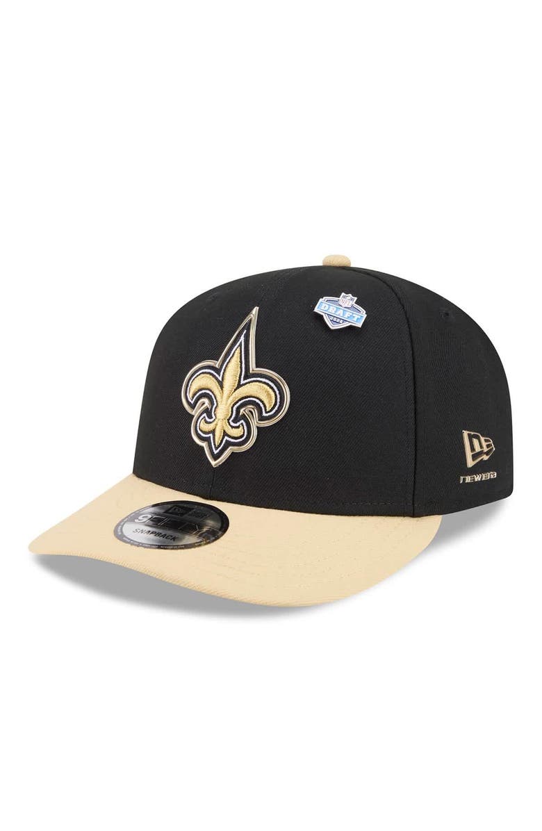 New Era Men's New Era  Black/Gold New Orleans Saints 2026 NFL Draft On Stage Pre-Curved 9FIFTY Snapback Hat, Main, color, Black