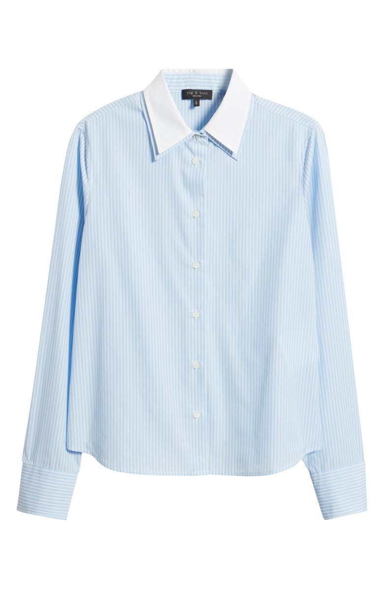 rag & bone Dayton Stripe Layered Collar Cotton Button-Up Shirt, Alternate, color, Pale Blue Stripe/ White