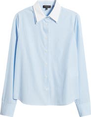 rag & bone Dayton Stripe Layered Collar Cotton Button-Up Shirt
