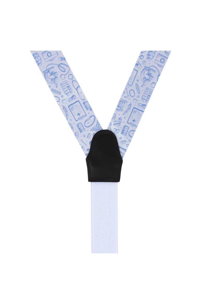 Medical Alert Silk Novelty Button End Suspenders, Alternate, color, Light Blue