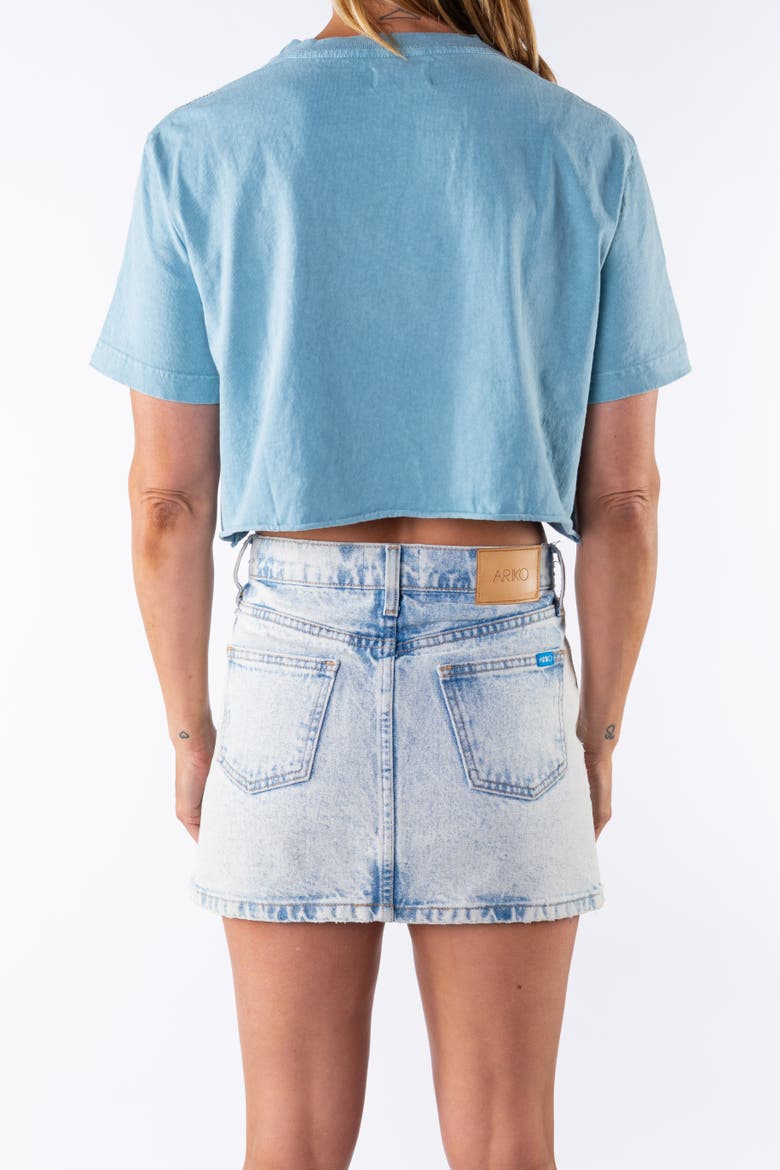 Denim Day Mini Skirt, Alternate, color, Bleached Indigo