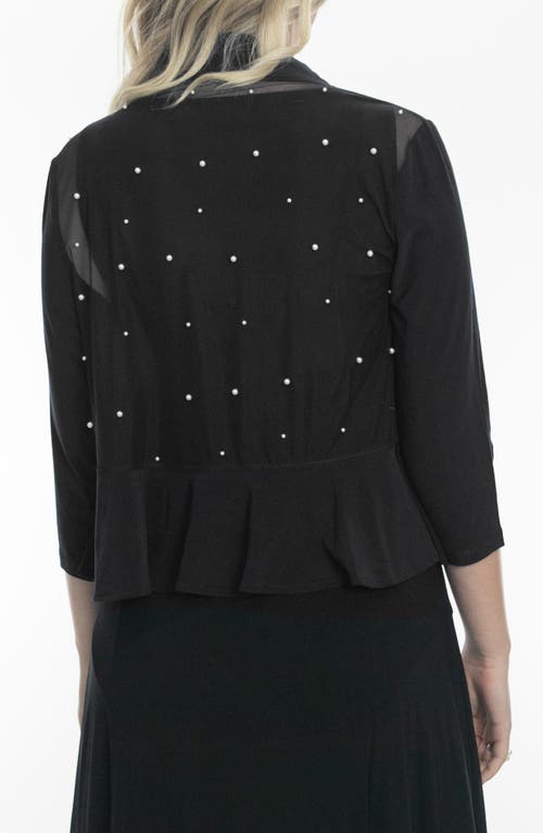 Nina Leonard Faux Pearl Embellished Bolero In Black
