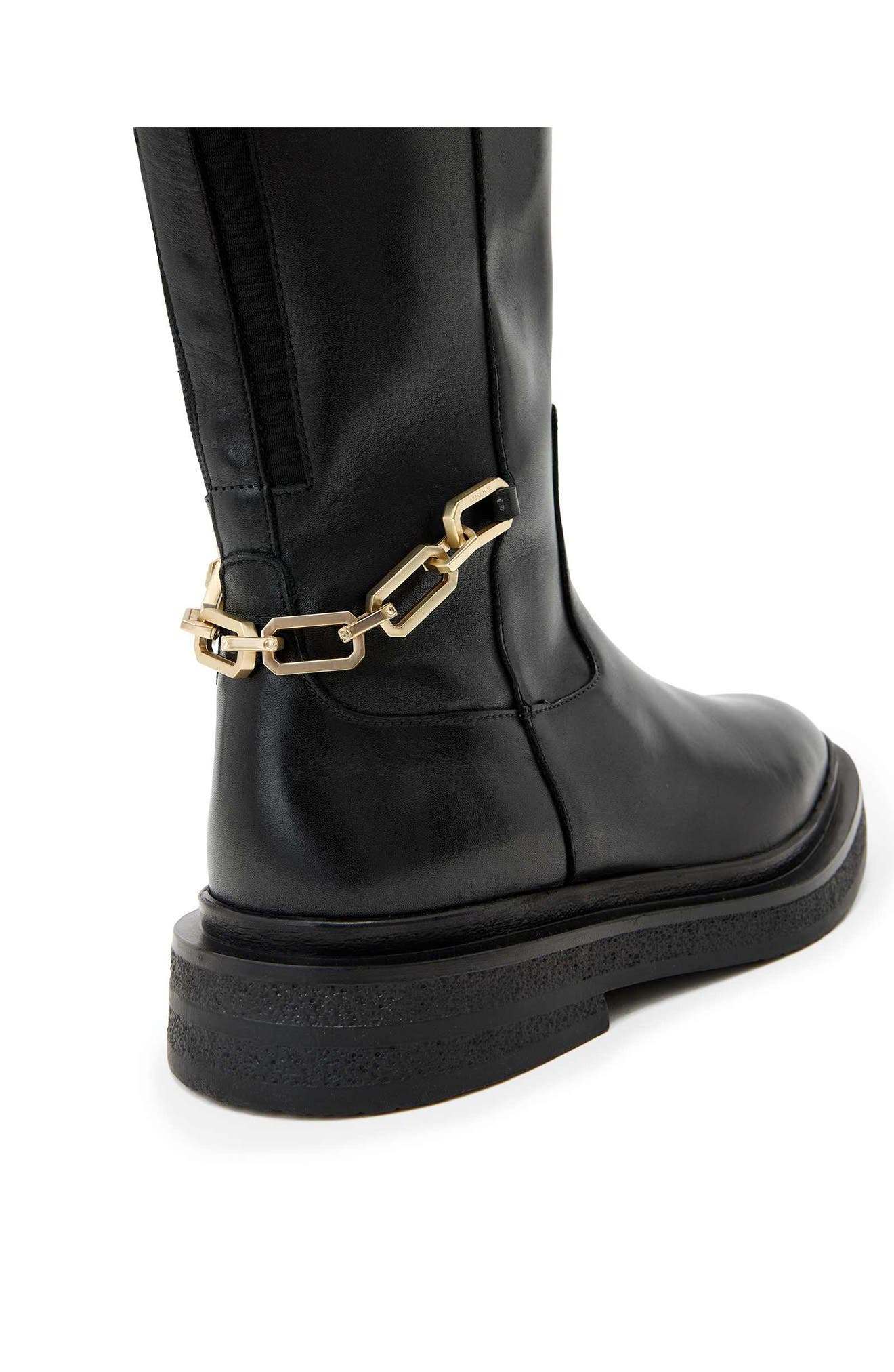 AllSaints Escher Rider Knee High Boot, Alternate, color, Black