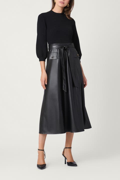 Leather Knit Mixed Media Aspen Dress