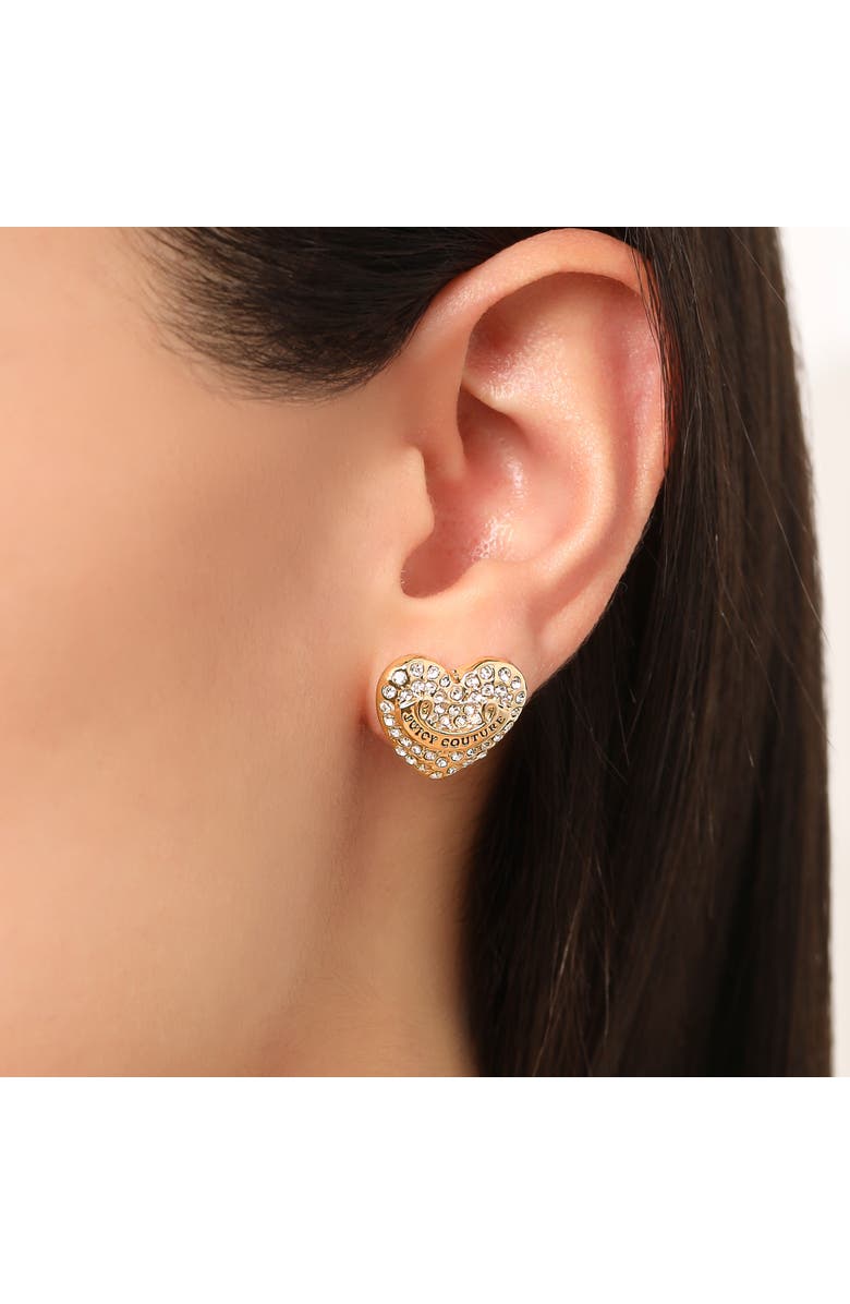 Juicy Couture Heart Crystal Stud Earrings, Gold-Tone with Crystals, Alternate, color, 